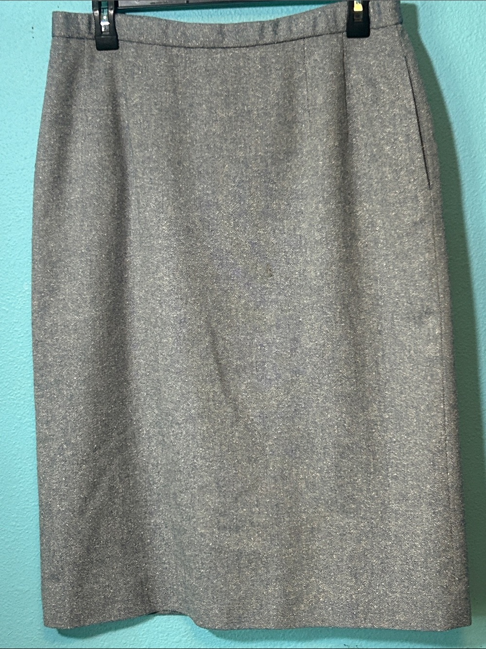 Classic Pendleton Light Blue Tweed Wool Pencil Skirt.